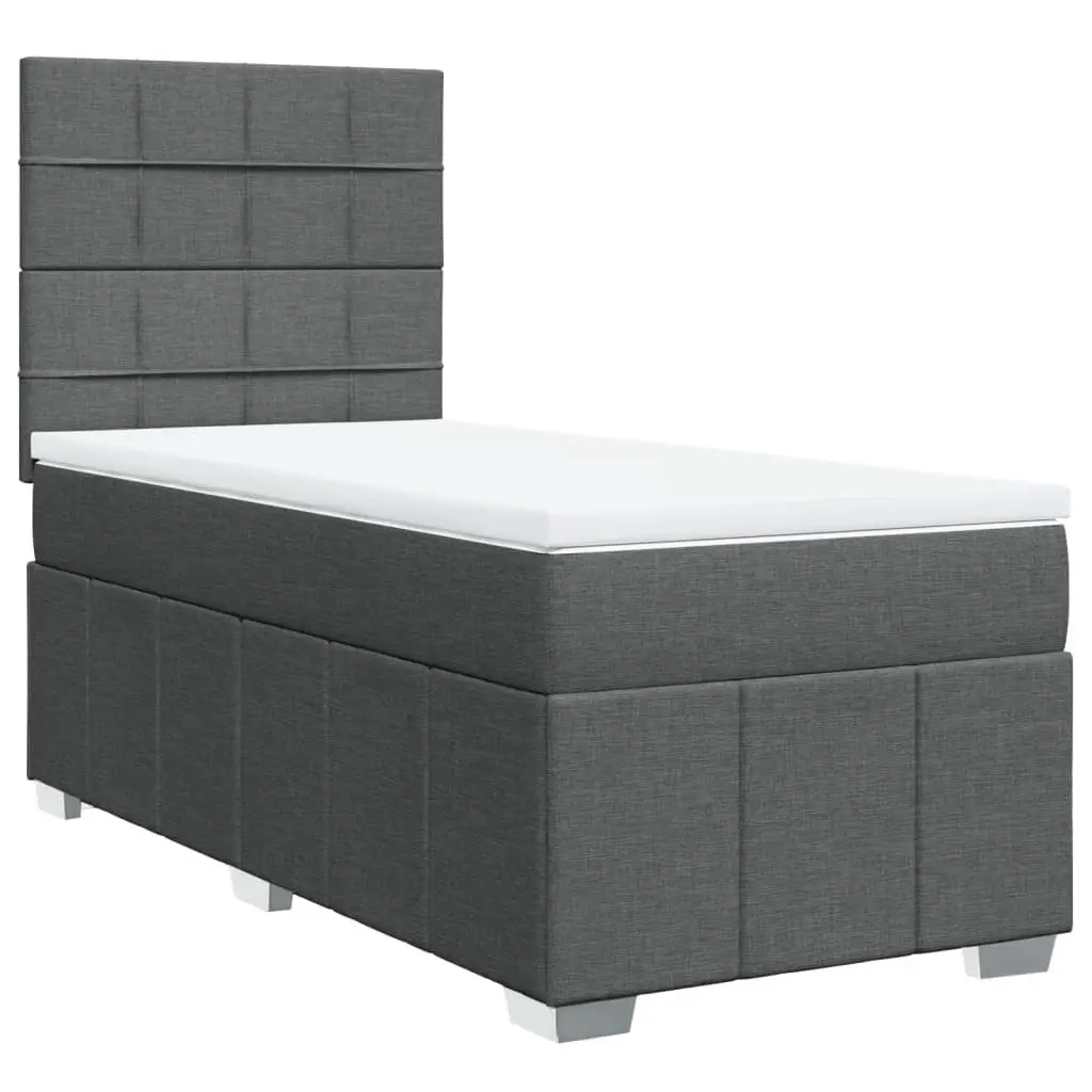 Box Spring Bed with Mattress Dark Grey King Single Fabric 3291854 - Furniture