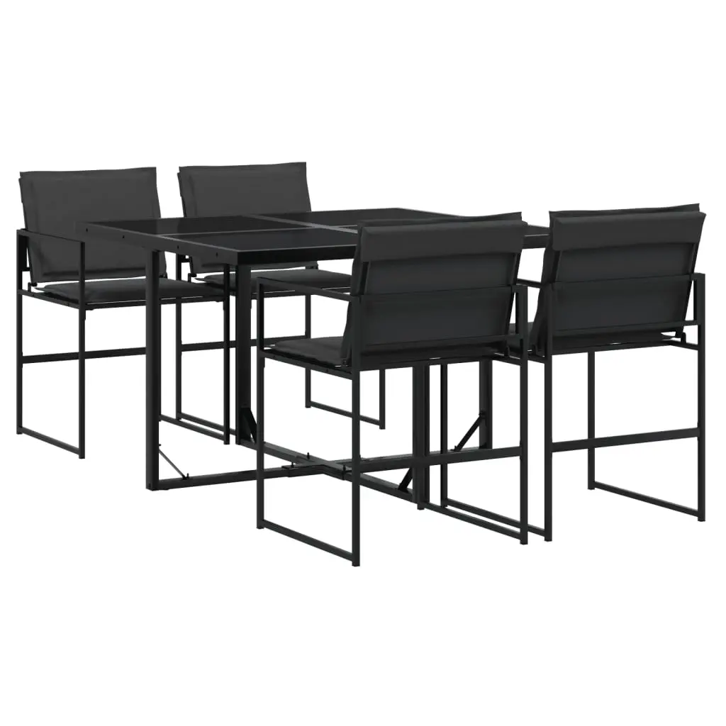 5 Piece Garden Dining Set with Cushions Black Textilene 3295073 - Furniture