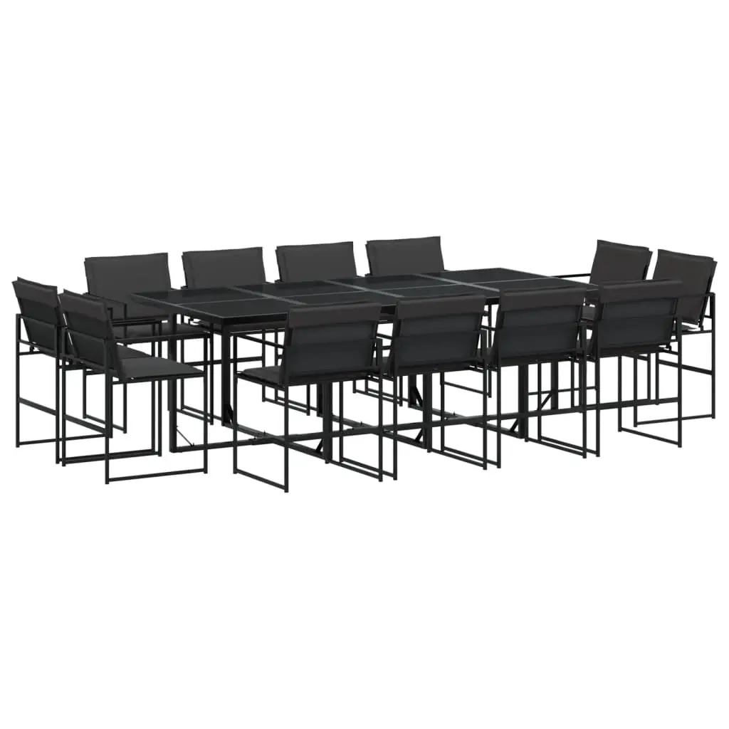 13 Piece Garden Dining Set with Cushions Black Textilene 3295080 - Furniture