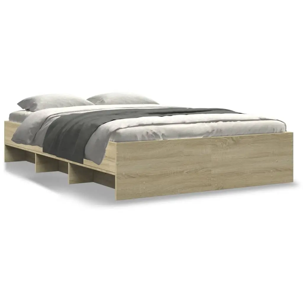 Bed Frame without Mattress Sonoma Oak 135x190 cm Engineered Wood 3295690 - Furniture