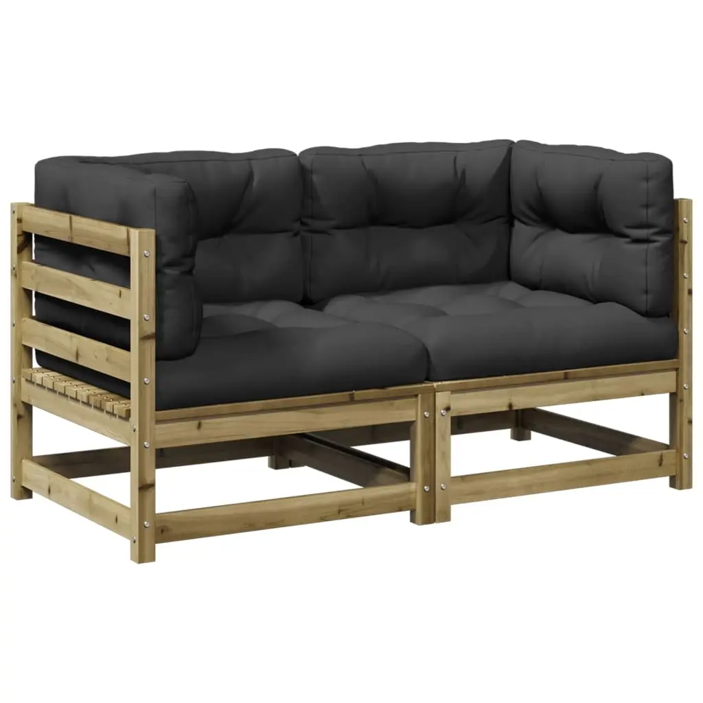 2 Piece Garden Sofa Set with Cushions Impregnated Wood Pine 3295829 - Furniture