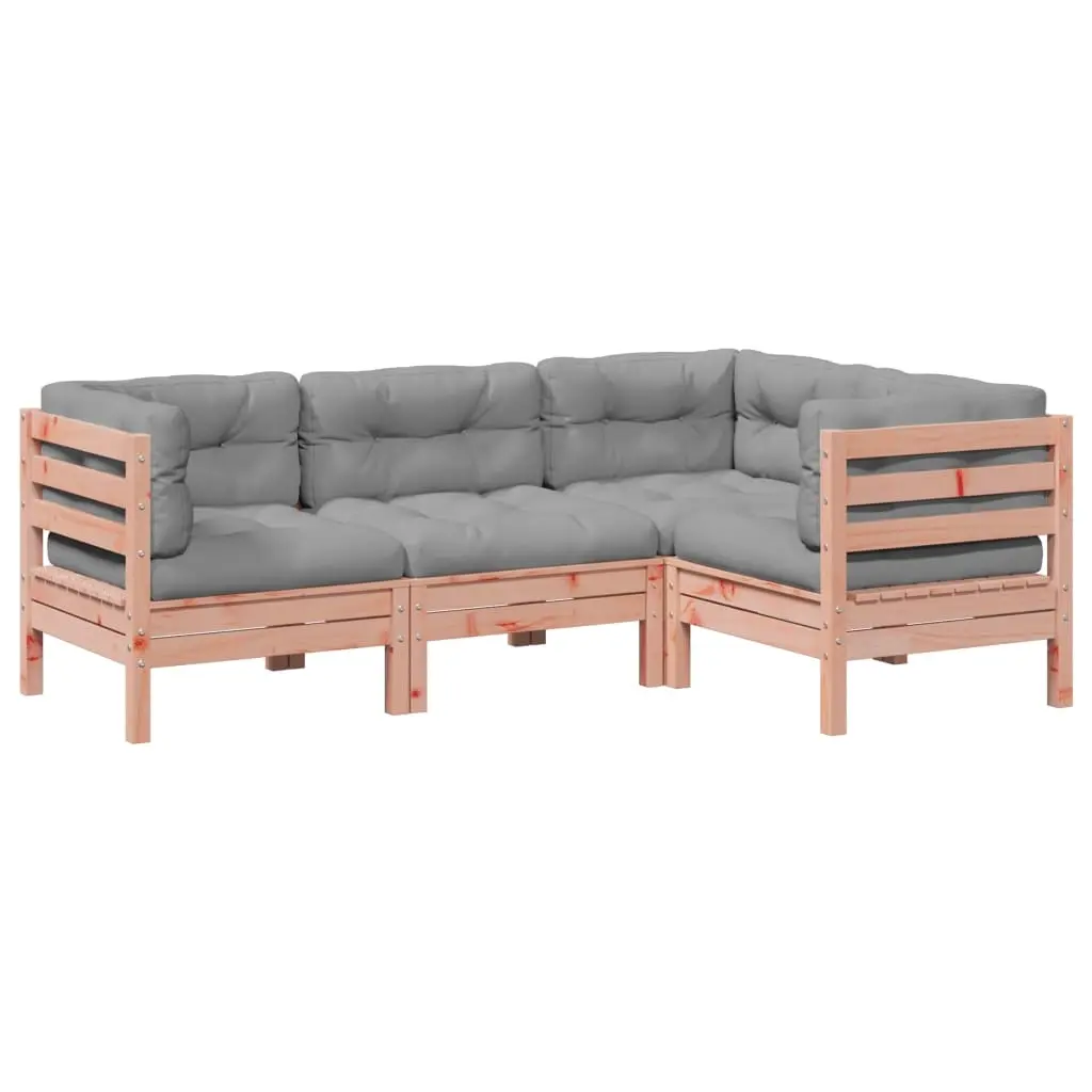 4 Piece Garden Sofa Set with Cushions Solid Wood Douglas Fir 3299417 - Furniture