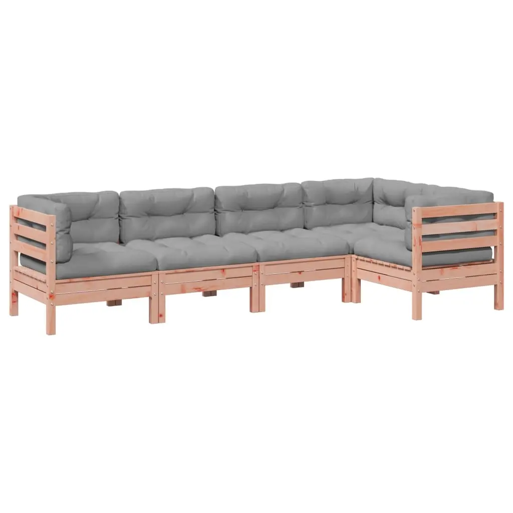5 Piece Garden Sofa Set with Cushions Solid Wood Douglas Fir 3299439 - Furniture
