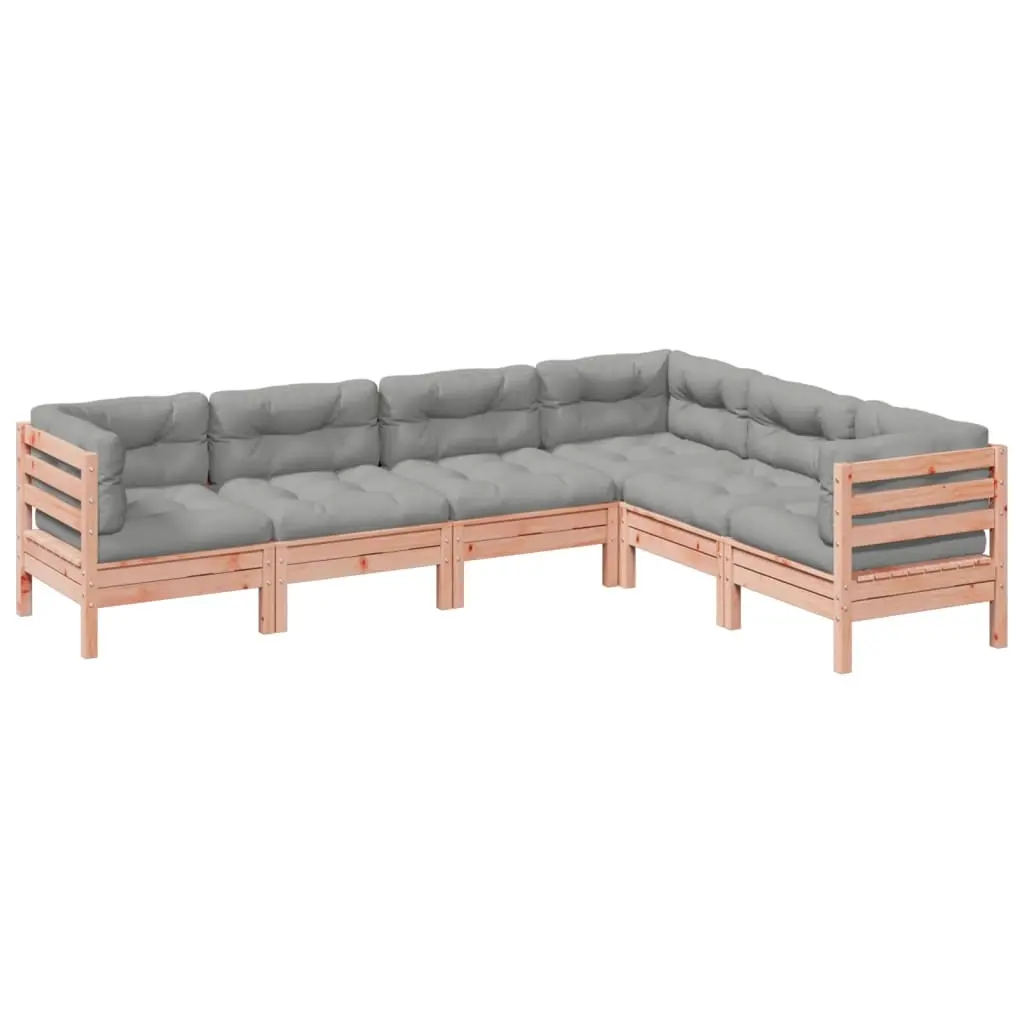 6 Piece Garden Sofa Set with Cushions Solid Wood Douglas Fir 3299461 - Furniture