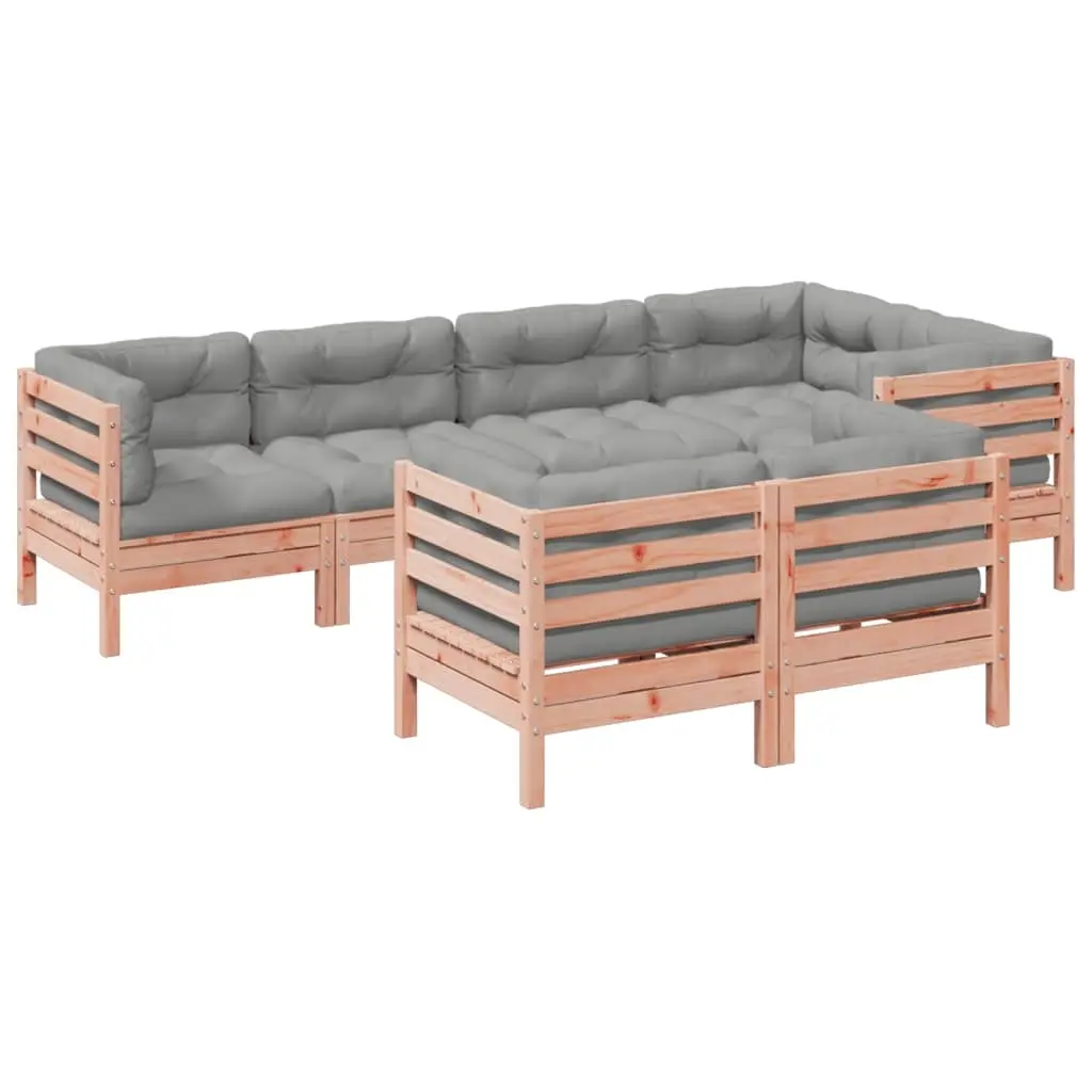 7 Piece Garden Sofa Set with Cushions Solid Wood Douglas Fir 3299498 - Furniture