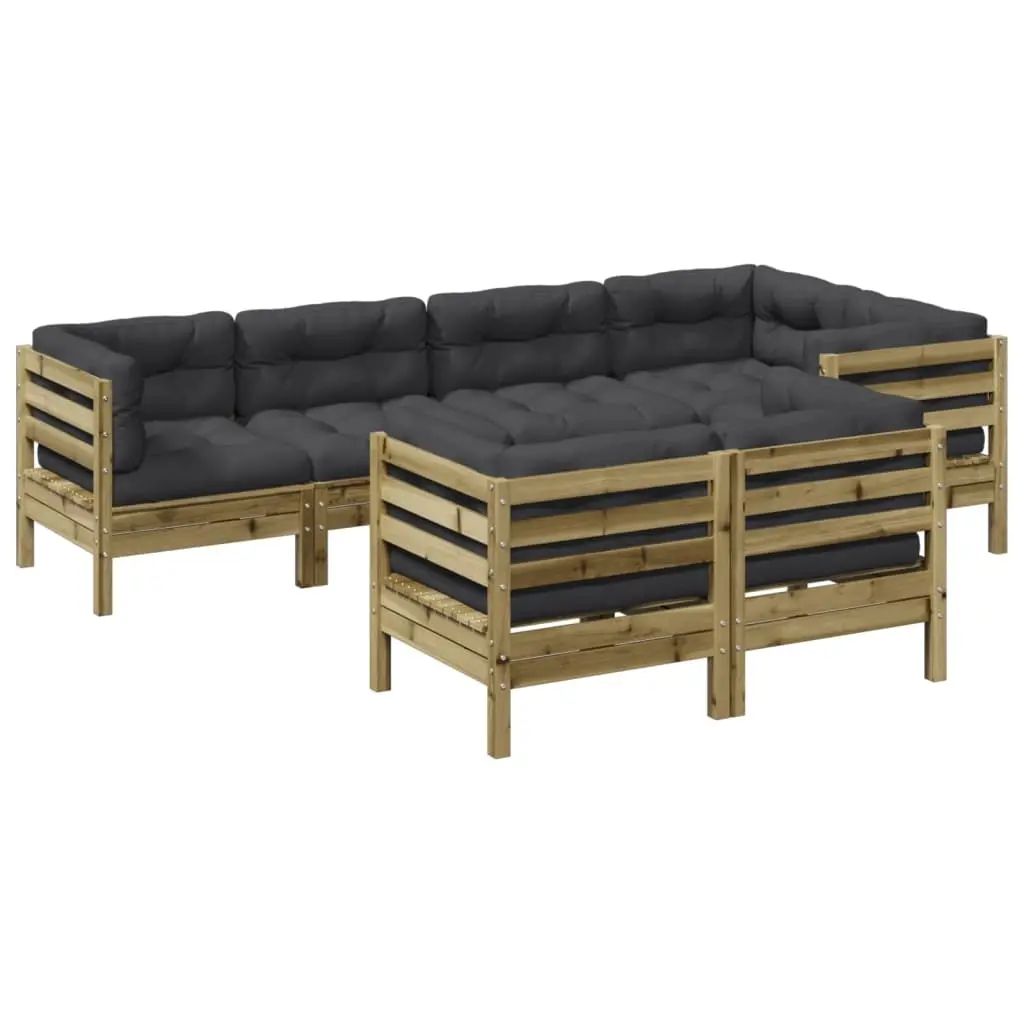 7 Piece Garden Sofa Set with Cushions Impregnated Wood Pine 3299499 - Furniture