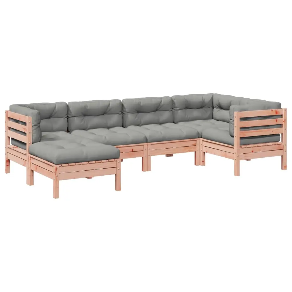 6 Piece Garden Sofa Set with Cushions Solid Wood Douglas Fir 3299528 - Furniture