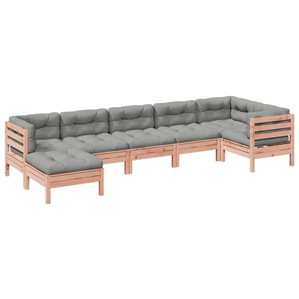 7 Piece Garden Sofa Set with Cushions Solid Wood Douglas Fir 3299550 - Furniture