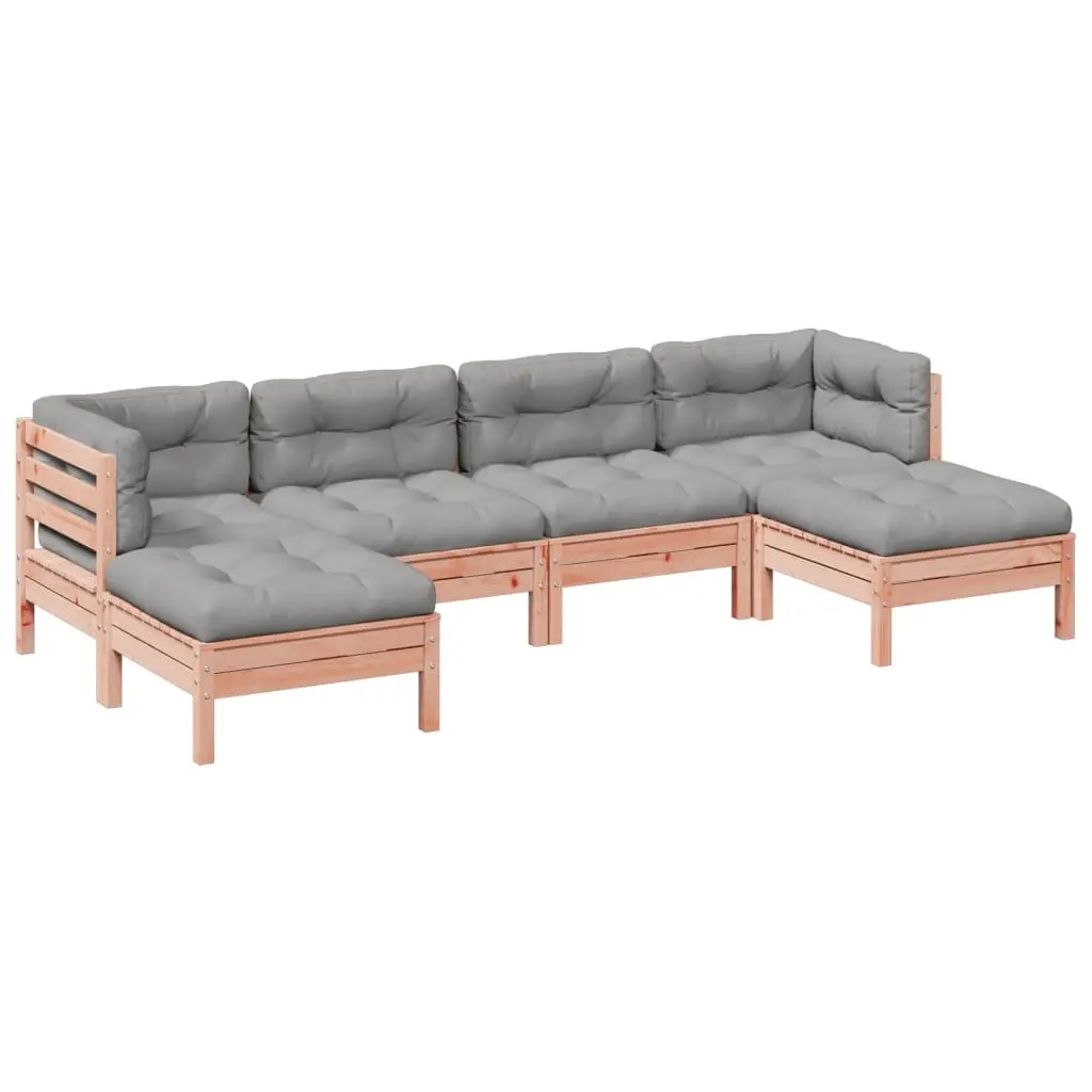 6 Piece Garden Sofa Set with Cushions Solid Wood Douglas Fir 3299572 - Furniture