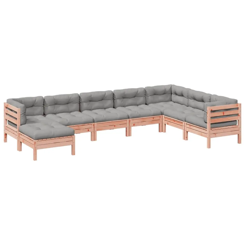 8 Piece Garden Sofa Set with Cushions Solid Wood Douglas Fir 3299579 - Furniture
