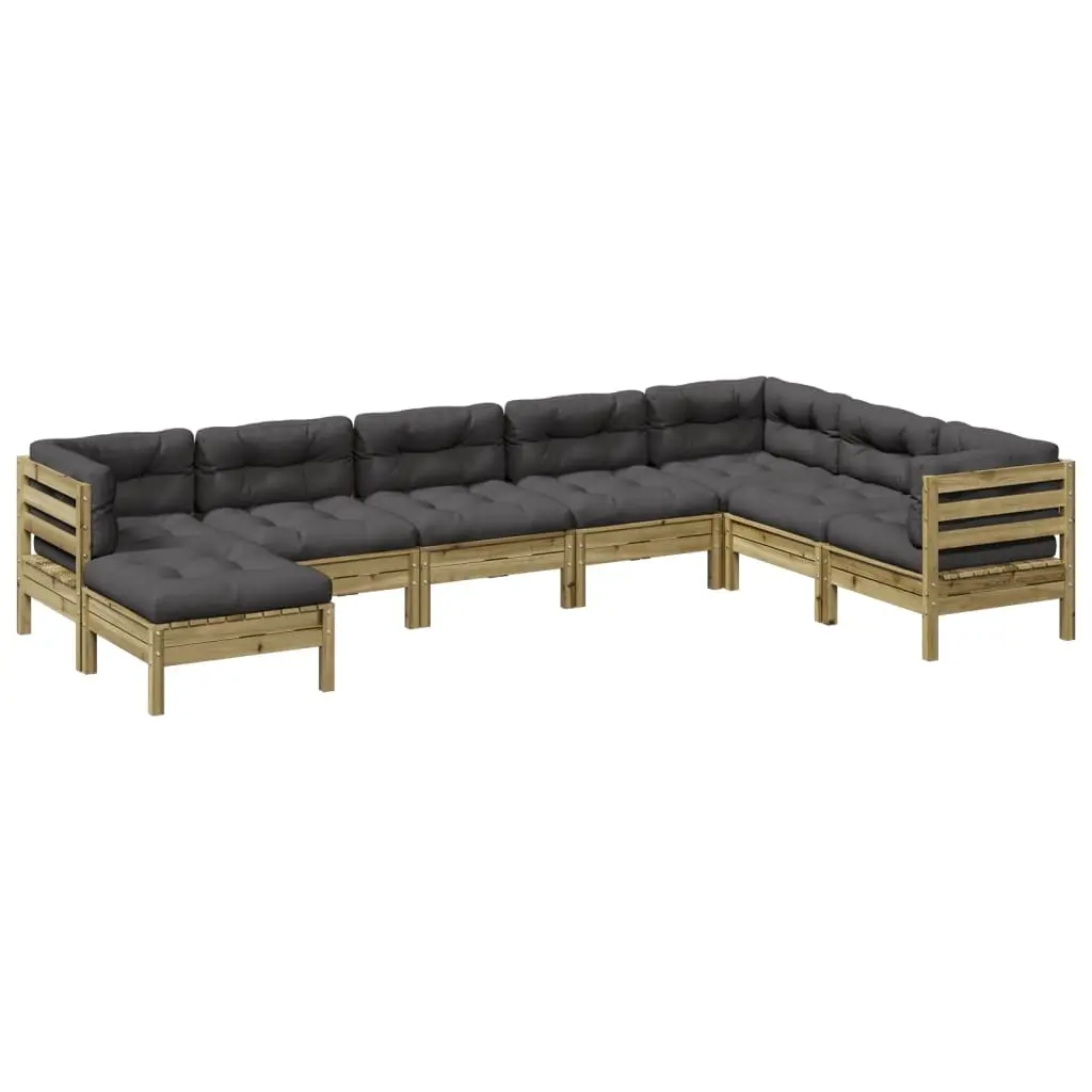 8 Piece Garden Sofa Set with Cushions Impregnated Wood Pine 3299580 - Furniture