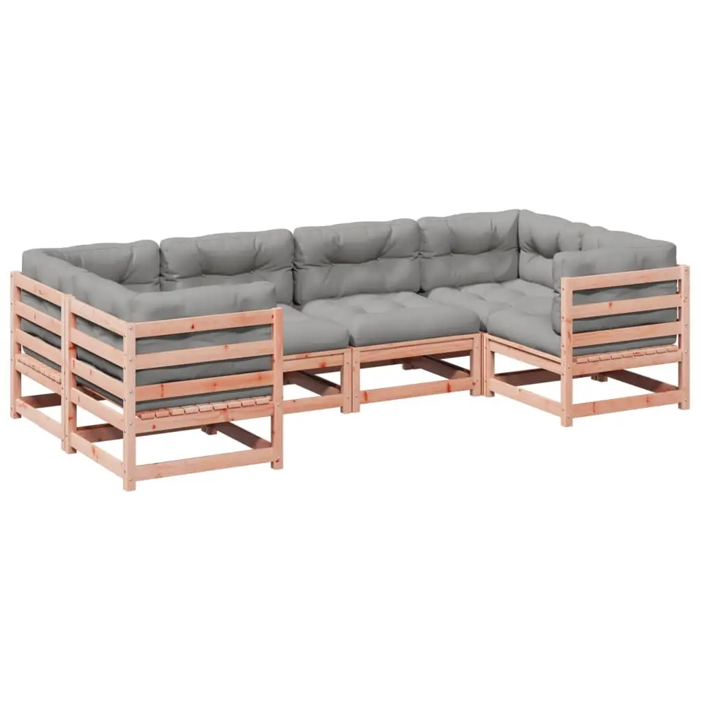 6 Piece Garden Sofa Set with Cushions Solid Wood Douglas Fir 3299609 - Furniture