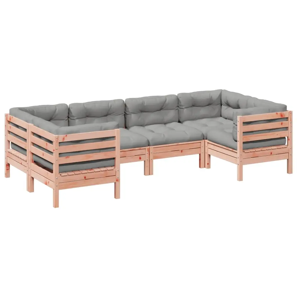 6 Piece Garden Sofa Set with Cushions Solid Wood Douglas Fir 3299612 - Furniture
