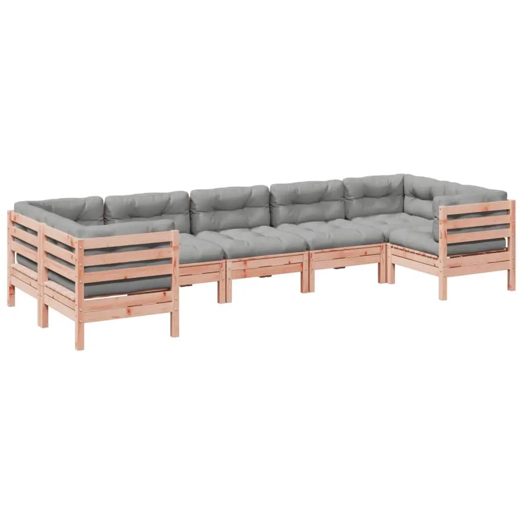 7 Piece Garden Sofa Set with Cushions Solid Wood Douglas Fir 3299623 - Furniture