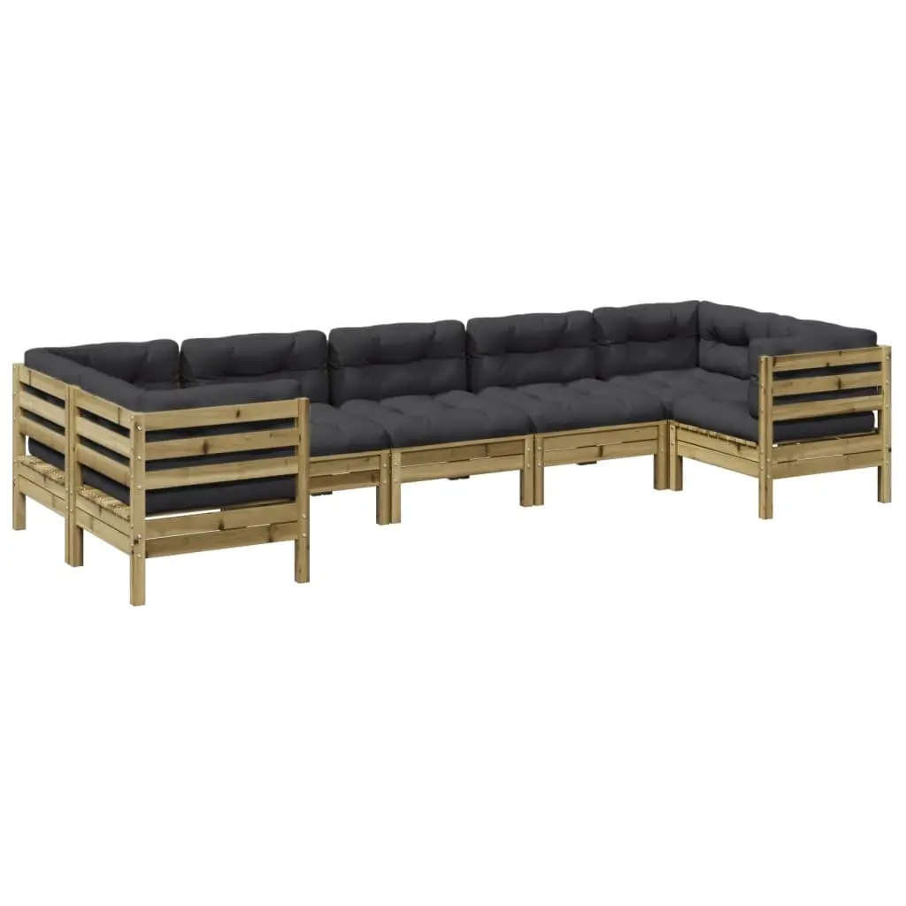 7 Piece Garden Sofa Set with Cushions Impregnated Wood Pine 3299624 - Furniture