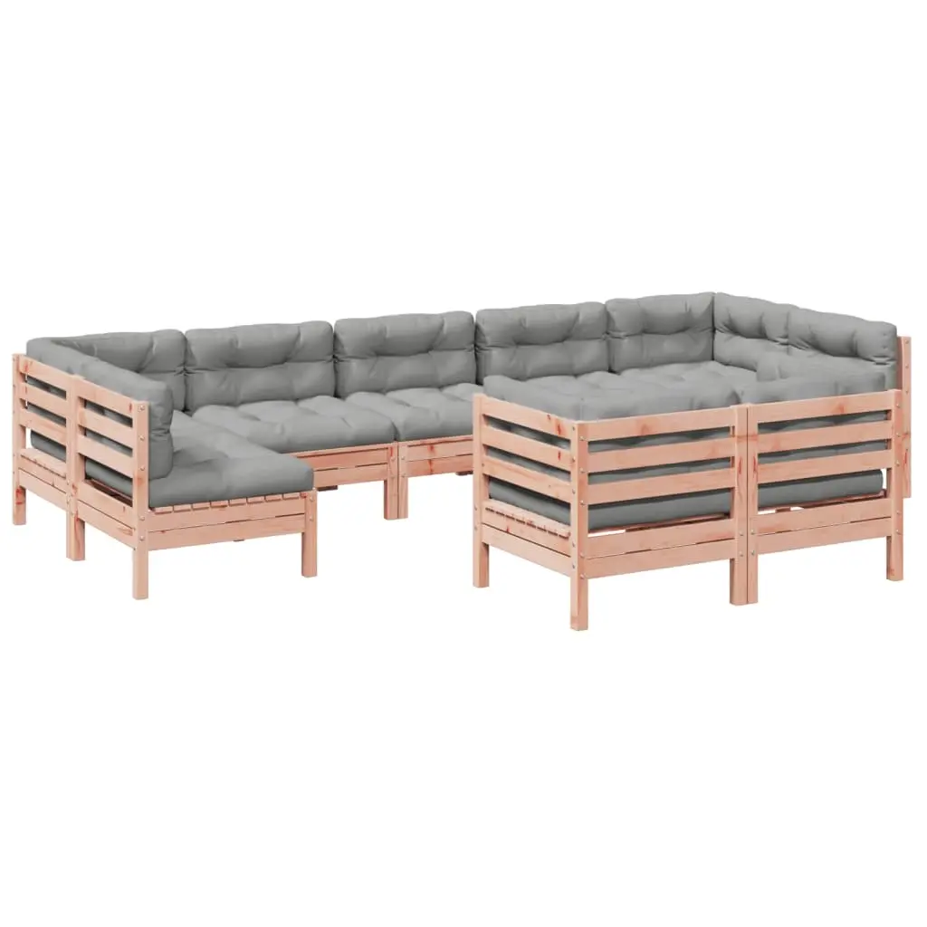 9 Piece Garden Sofa Set with Cushions Solid Wood Douglas Fir 3299634 - Furniture