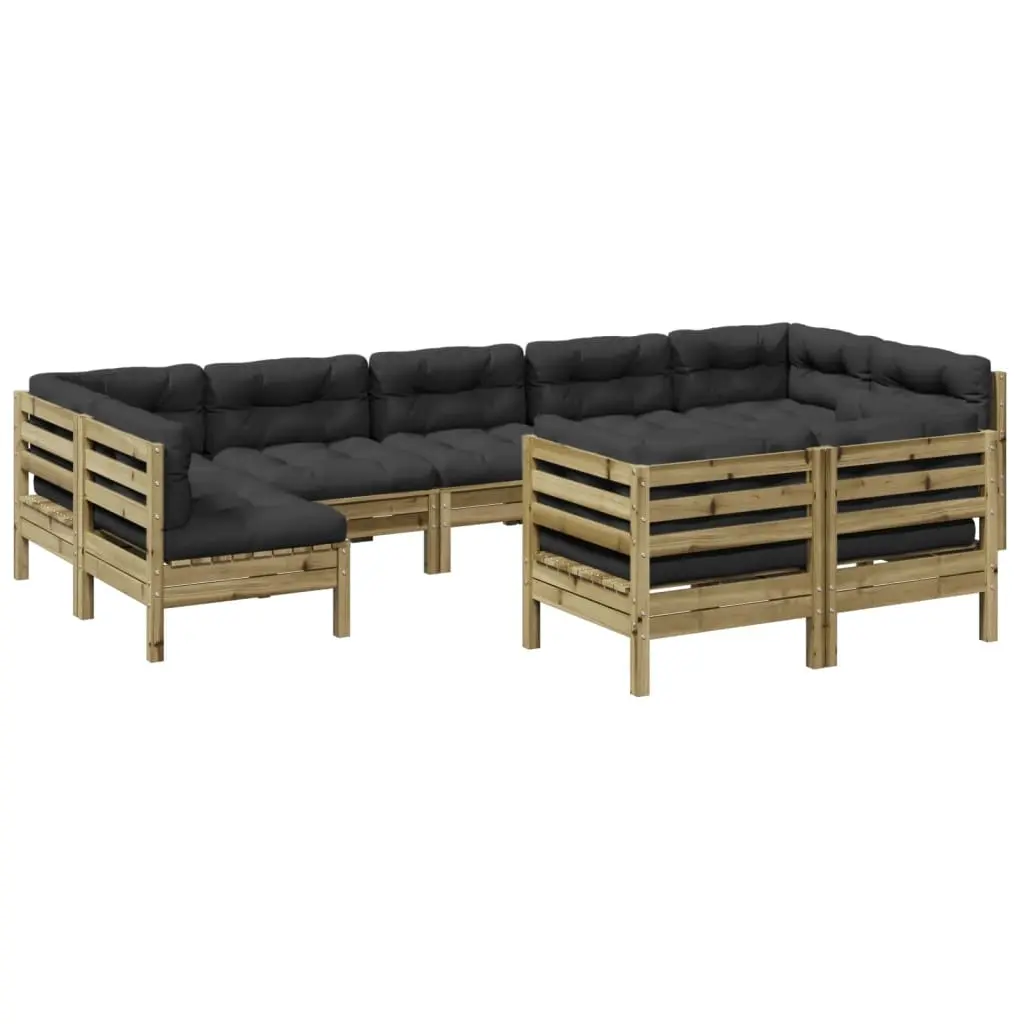 9 Piece Garden Sofa Set with Cushions Impregnated Wood Pine 3299635 - Furniture