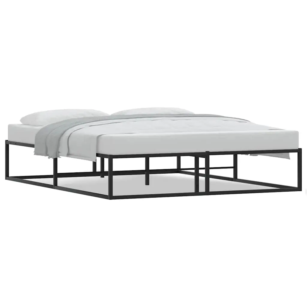 Bed Frame without Mattress Black 153x203 cm Queen Metal 4017431 - Furniture