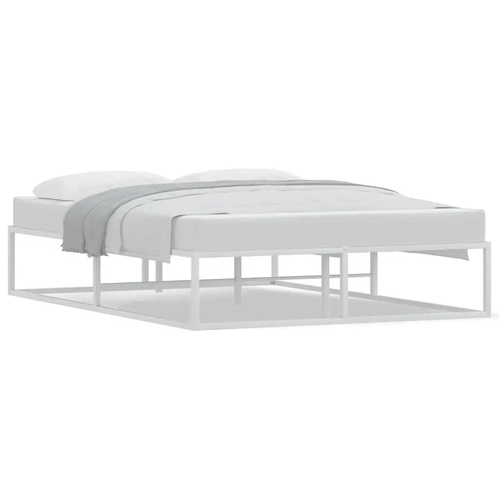 Bed Frame without Mattress White 137x187 cm Double Metal 4017434 - Furniture