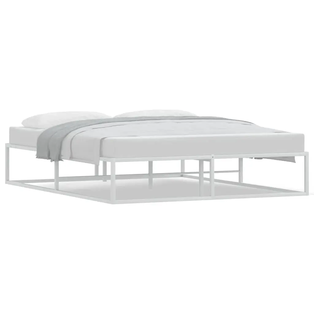 Bed Frame without Mattress White 153x203 cm Queen Metal 4017435 - Furniture
