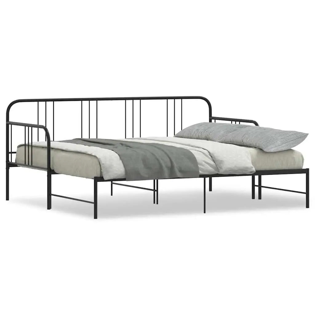 Daybed with Trundle without Mattress Black 92x187 cm Single Metal 4017437 - Furniture