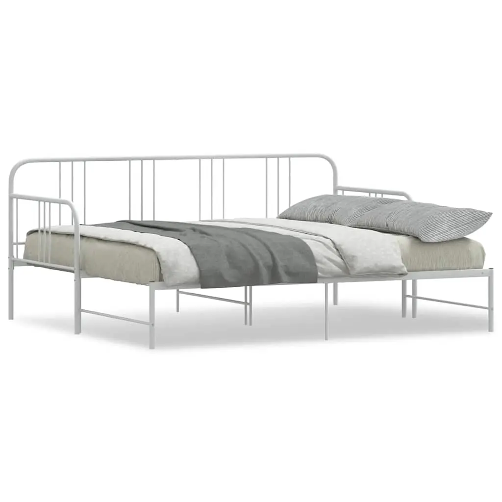 Daybed with Trundle without Mattress White 92x187 cm Single Metal 4017438 - Furniture