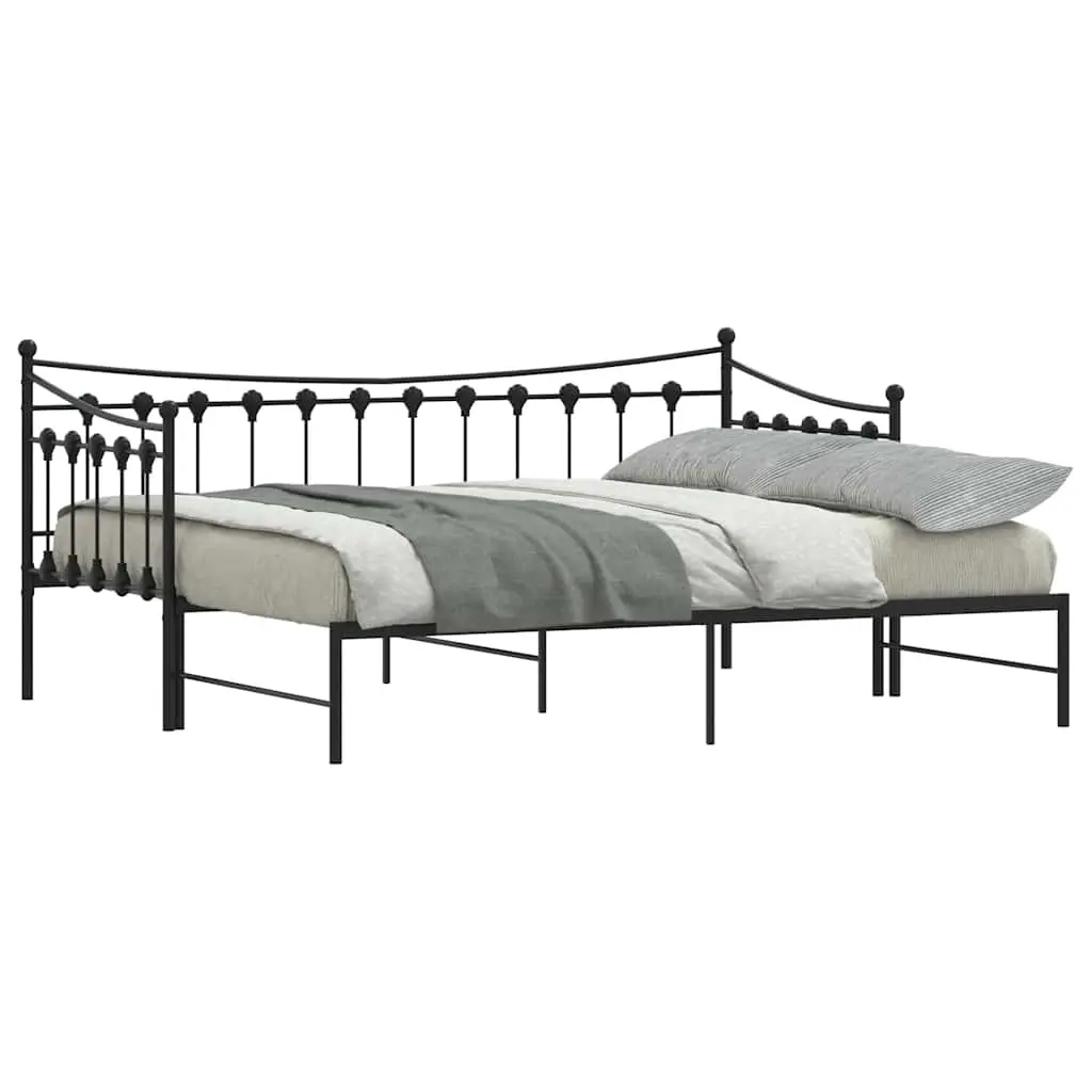 Daybed with Trundle without Mattress Black 92x187 cm Single Metal 4017439 - Furniture