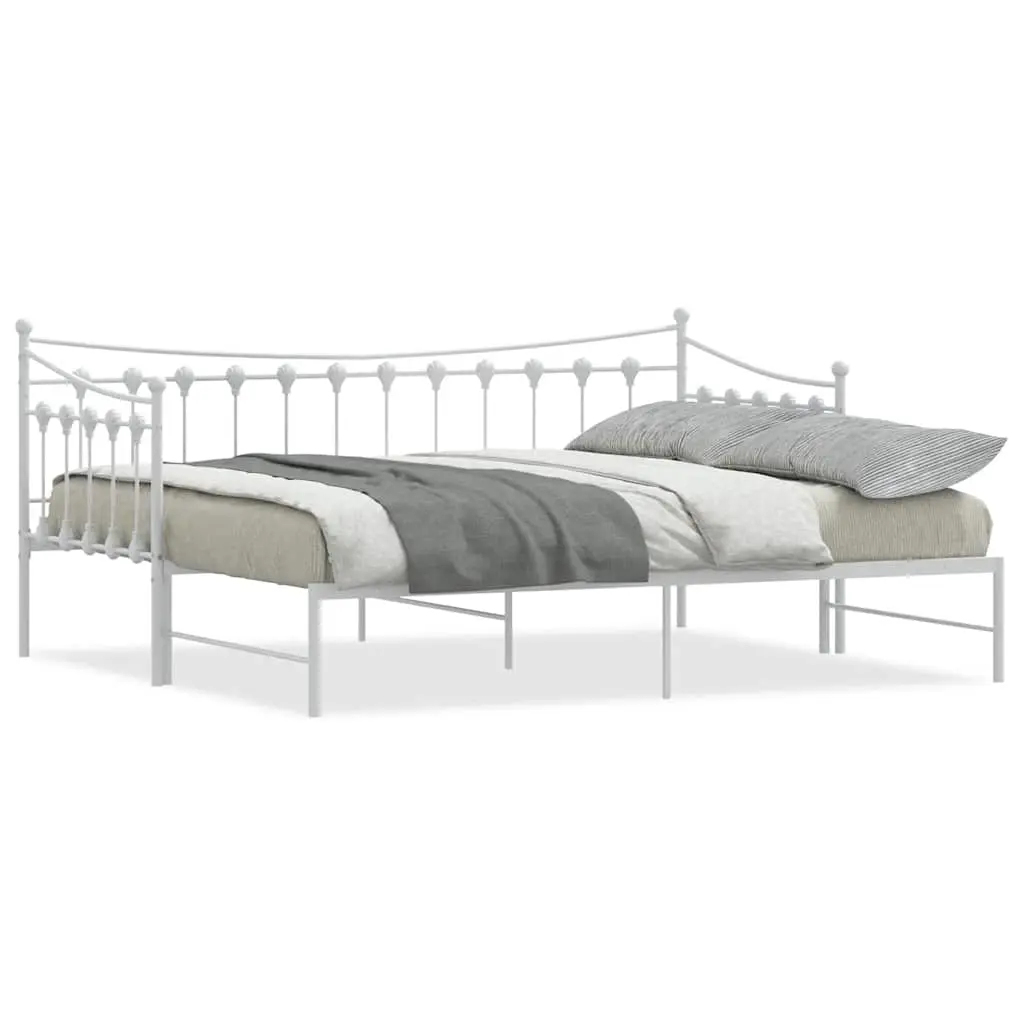 Daybed with Trundle without Mattress White 92x187 cm Single Metal 4017440 - Furniture