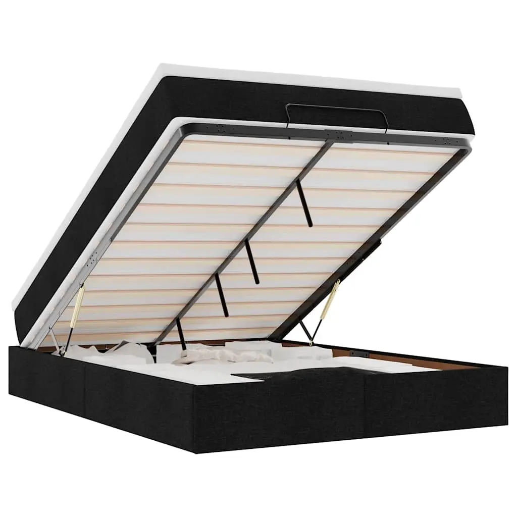 Ottoman Bed with Mattress Black Double Fabric 3311142 - Furniture