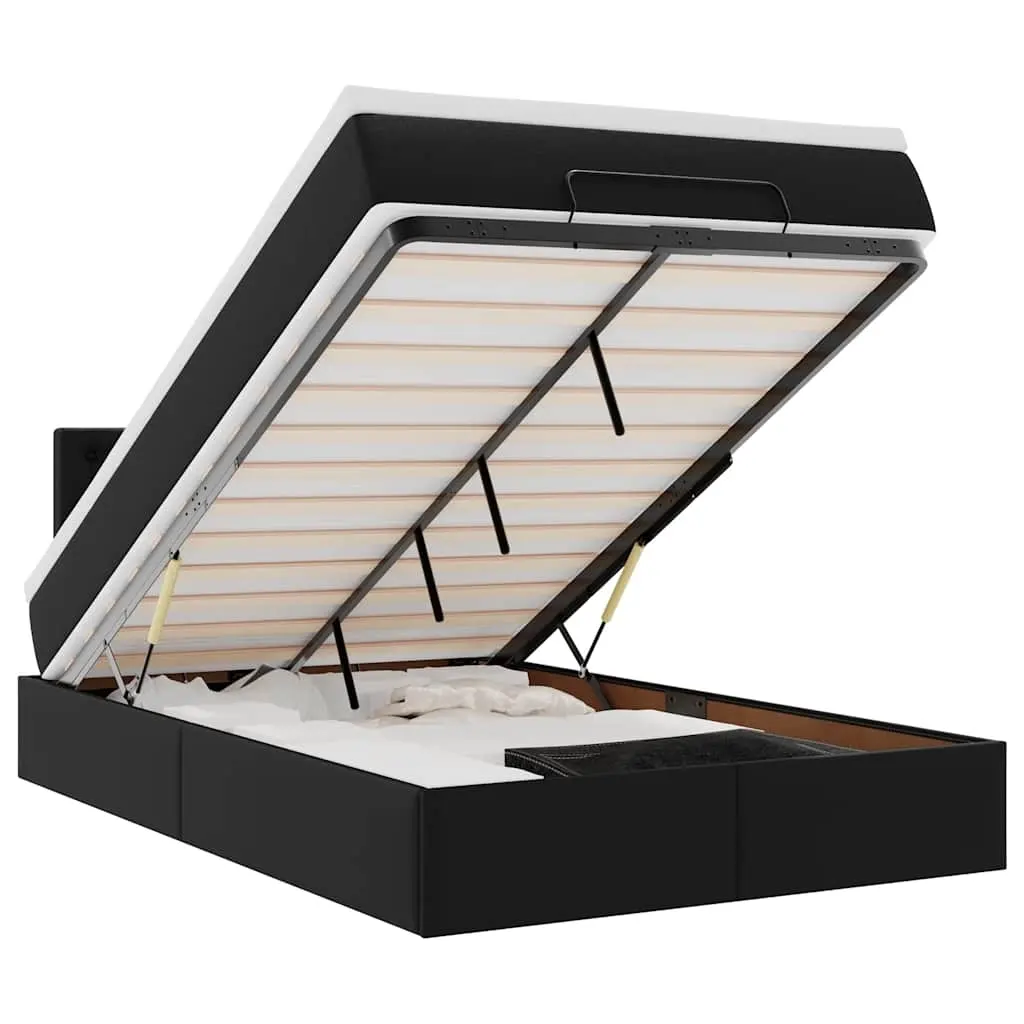 Ottoman Bed with Mattress Black King Single Faux Leather 3311330 - Furniture