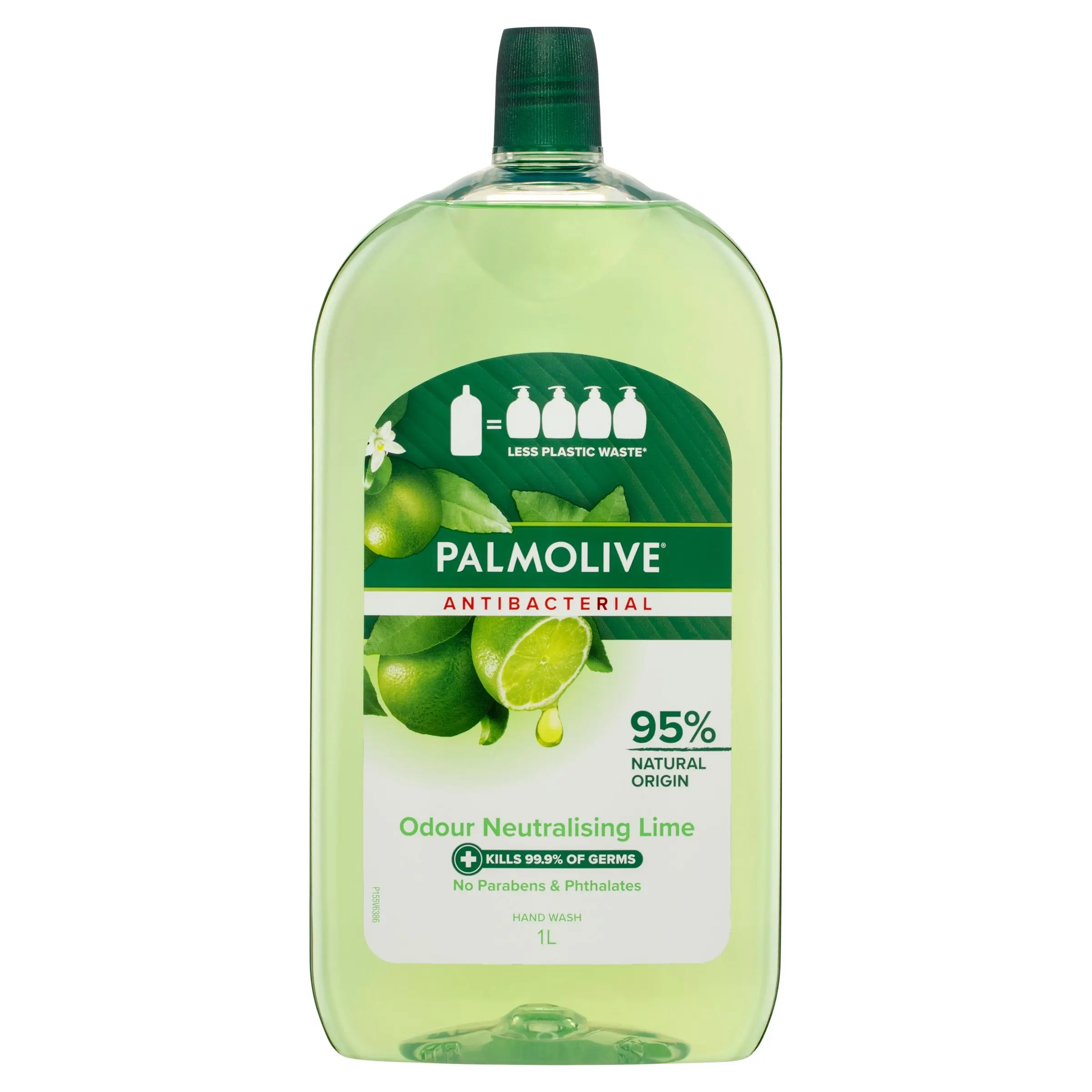 Palmolive Antibacterial Liquid Hand Wash Soap Lime Odour Neutralising Refill & Save 1 Litre - Beauty