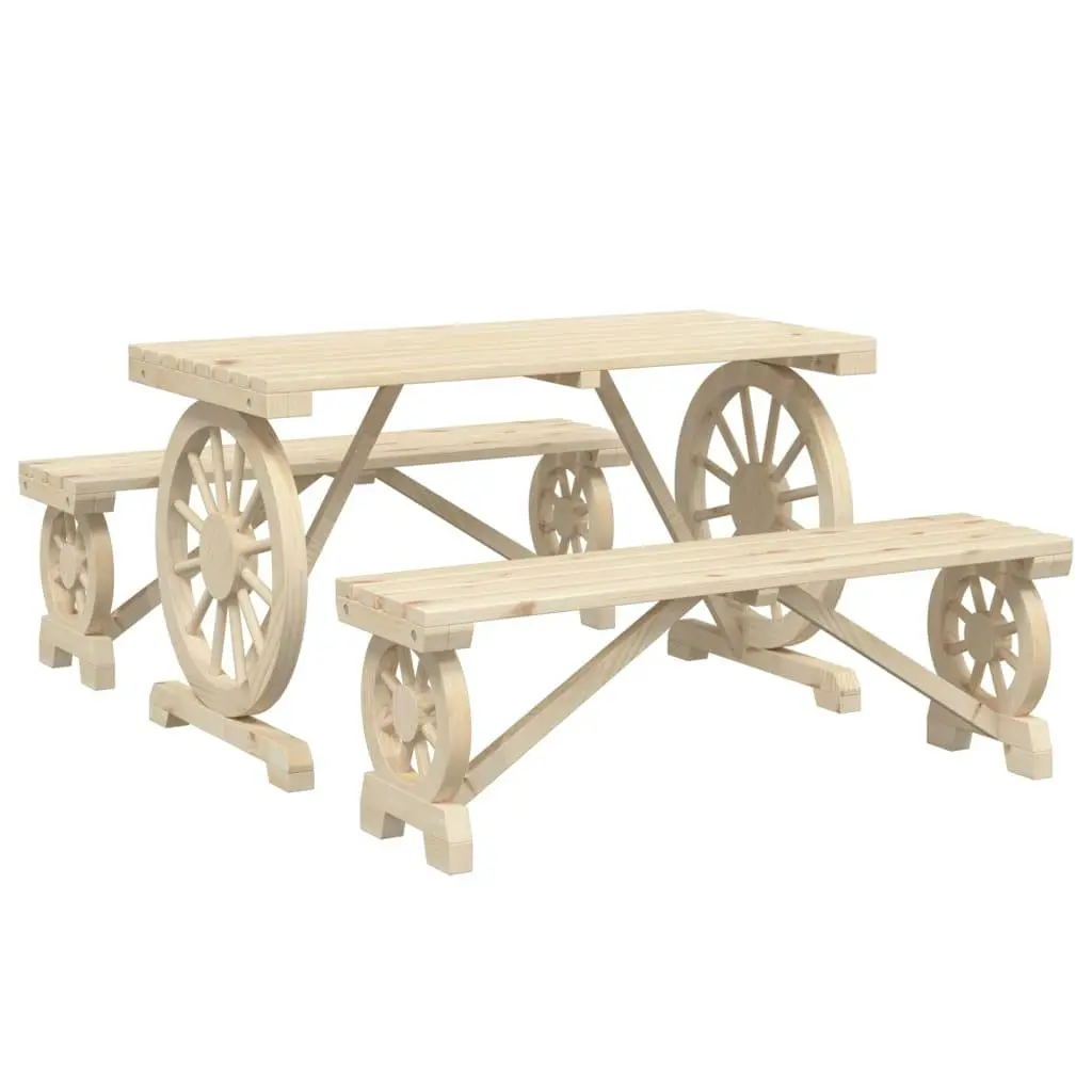 3 Piece Garden Dining Set Solid Wood Fir 3207137 - Furniture