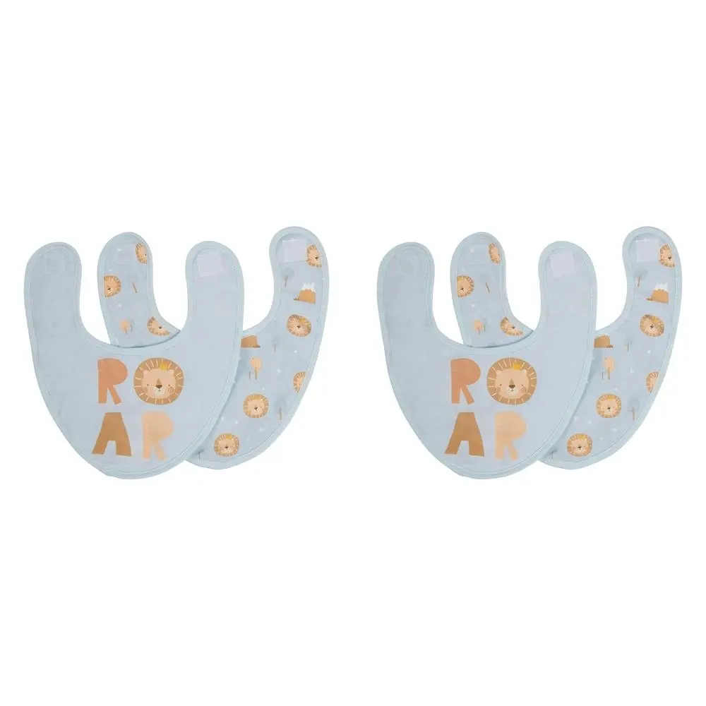 4pc Splosh Baby/Infant Lion Cotton Feeding Bib Terry Absorbent 22x30cm Blue