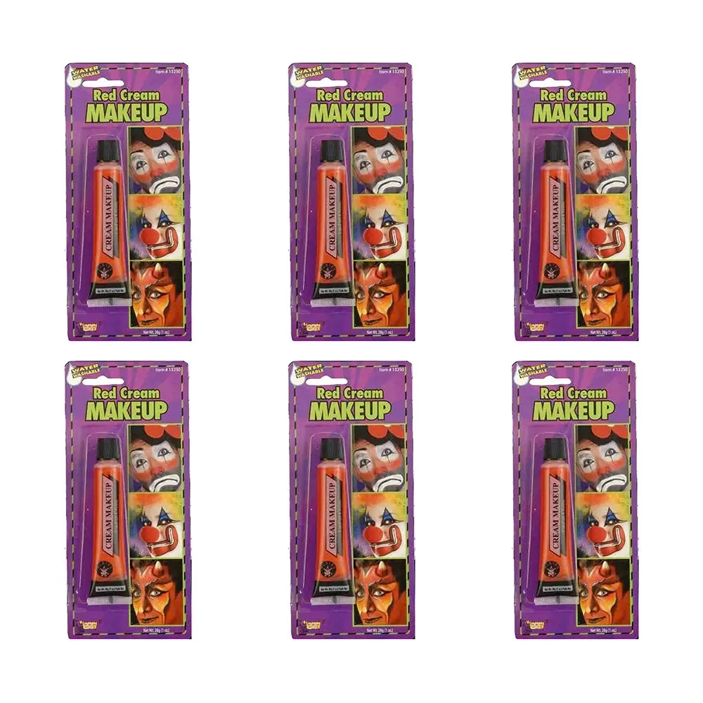 6x Rubies Makeup Tube Face Painting Cream Halloween Trick or Treat Red - Fashion