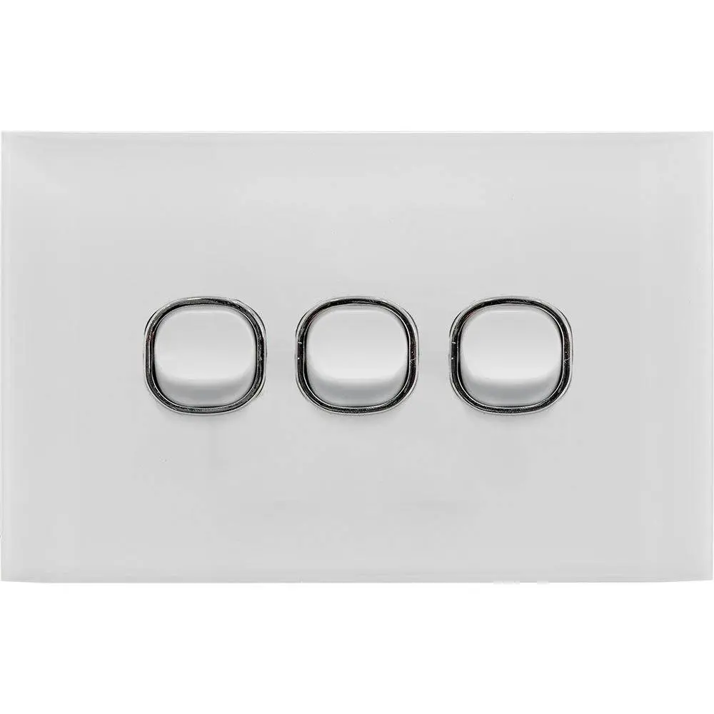 Doss ASW3 115mm Acrylic Wall Plate 3 Gang Light Power Switch 2 Way On/Off White - Hardware