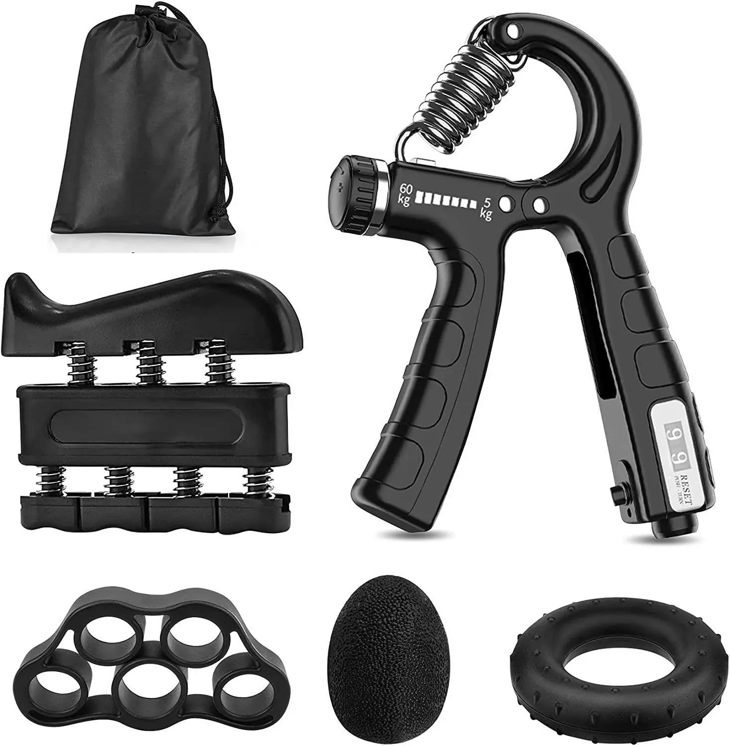 5 Pack Adjustable Resistance Hand Gripper Exerciser Workout Kit - Sports & Outdoor