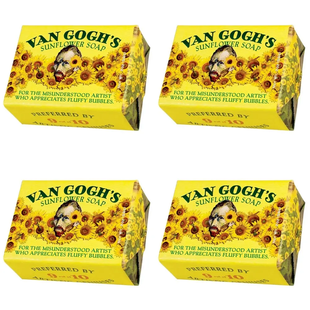4PK Unemployed Philosopher Guild 56g Bathing Soap Van Gogh's Sunflower Fragrance - Beauty