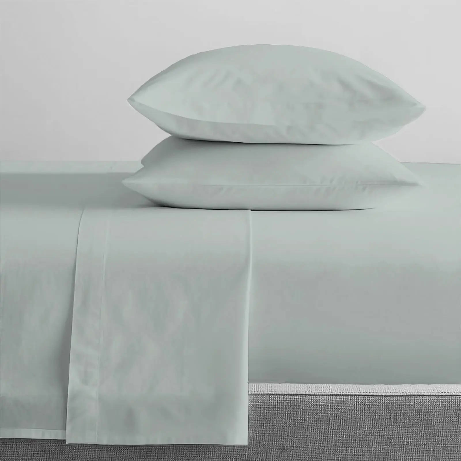 Renee Taylor Long Single Bed Sheet/Pillowcases Set 300TC Organic Cotton Sage - Home & Garden