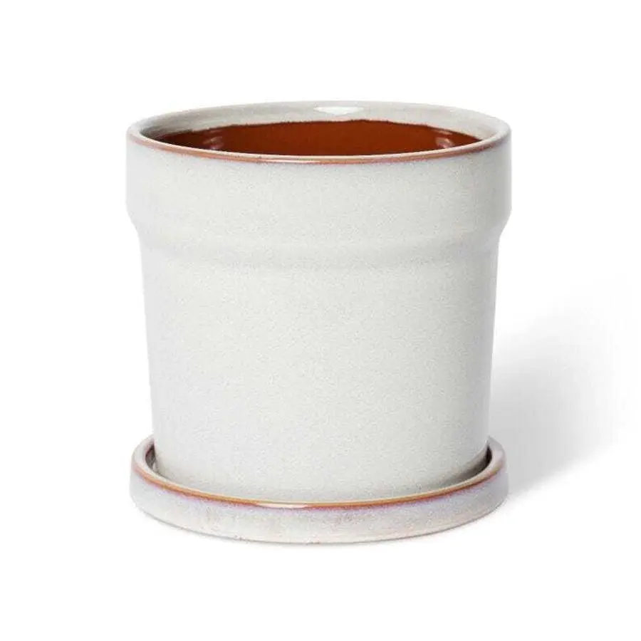 E Style Austin 19cm Ceramic Plant Pot w/Saucer Home Decorative Planter White - Home & Garden