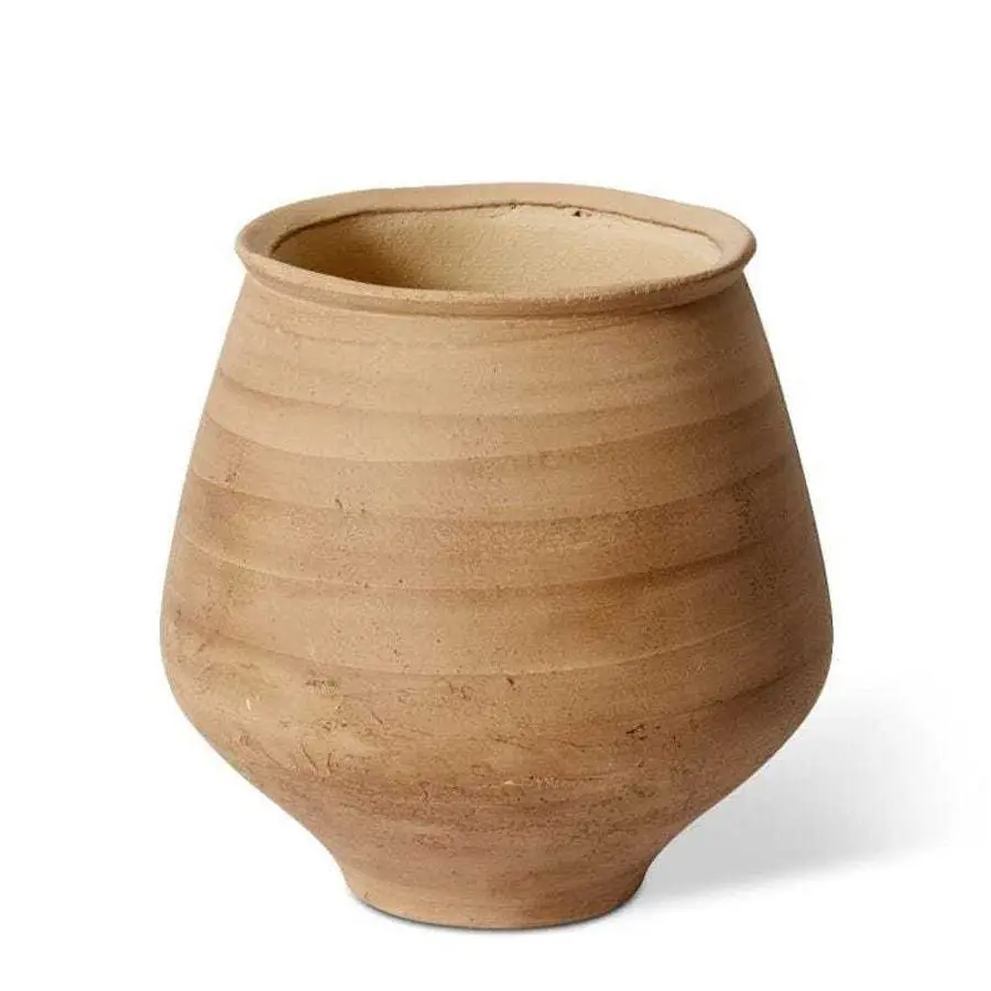 E Style Leilani 33cm Cement Plant Pot Round Home Decorative Planter Brown - Home & Garden