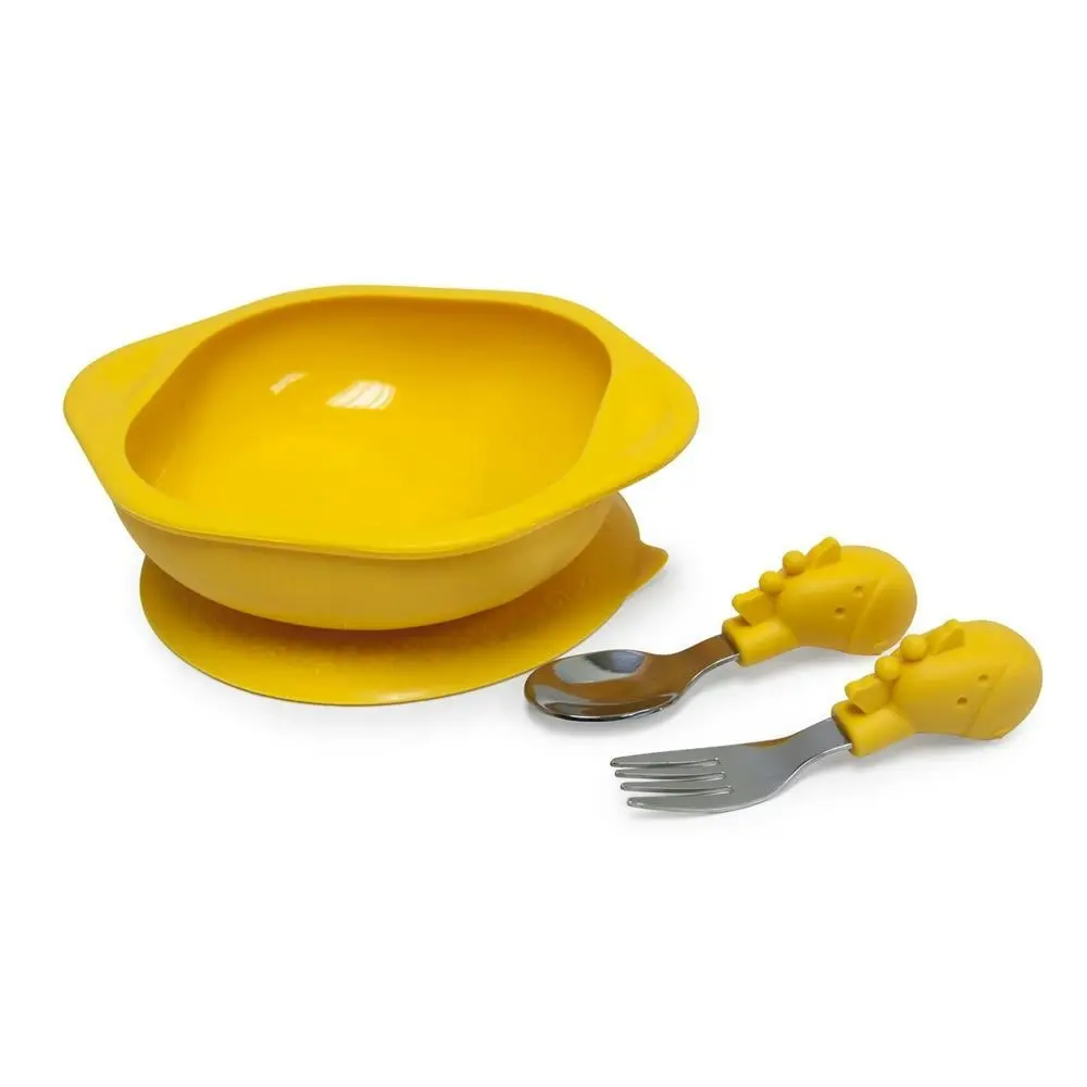 Marcus & Marcus Toddler Mealtime Bowl/Fork/Spoon Set Kids 18m+ Yellow Giraffe - Baby
