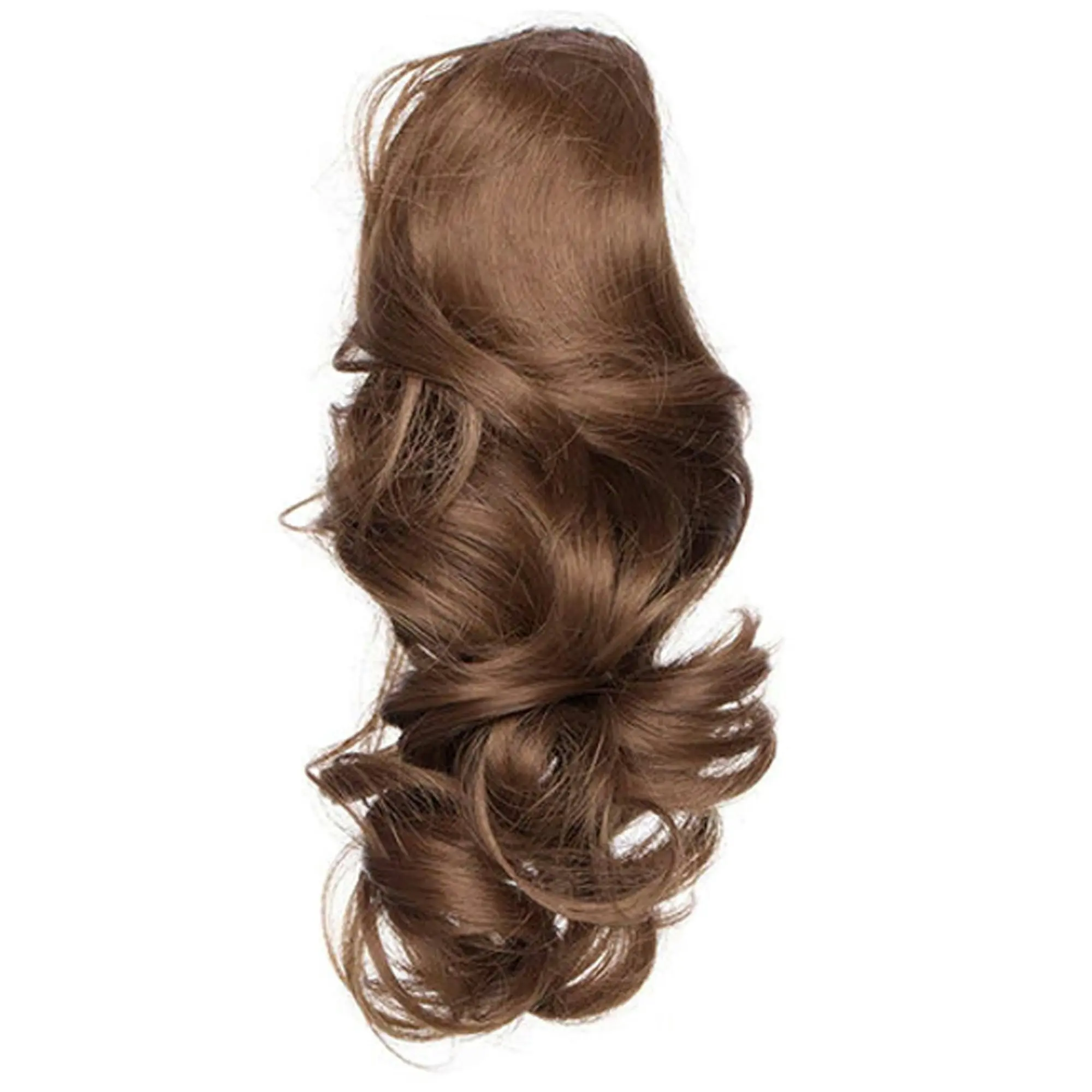 22" Hair Extension Brown High Grade Ponytail Ribbon Clamp Claw Wavy - Beauty
