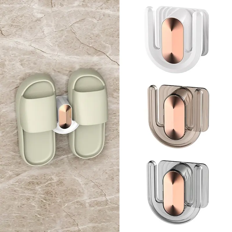 3Pcs Wall Mounted Slipper Rack Toilet Storage Rack Punch Free Slipper Drain Hook - Home & Garden