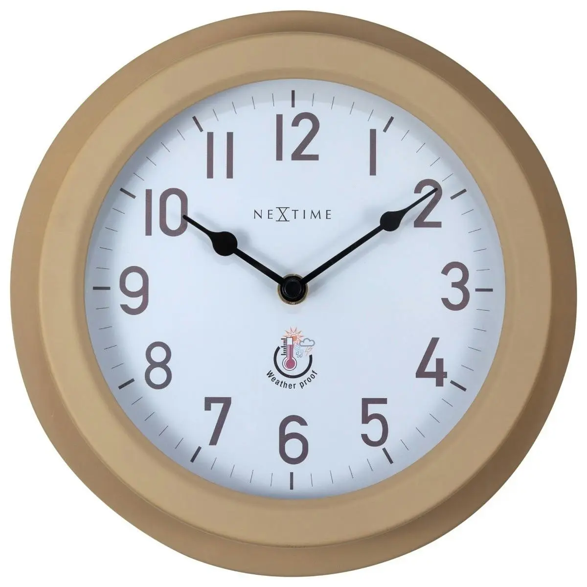 NeXtime 22cm Poppy Weatherproof Round Analogue Metal Outdoor Wall Clock Brown - Home & Garden