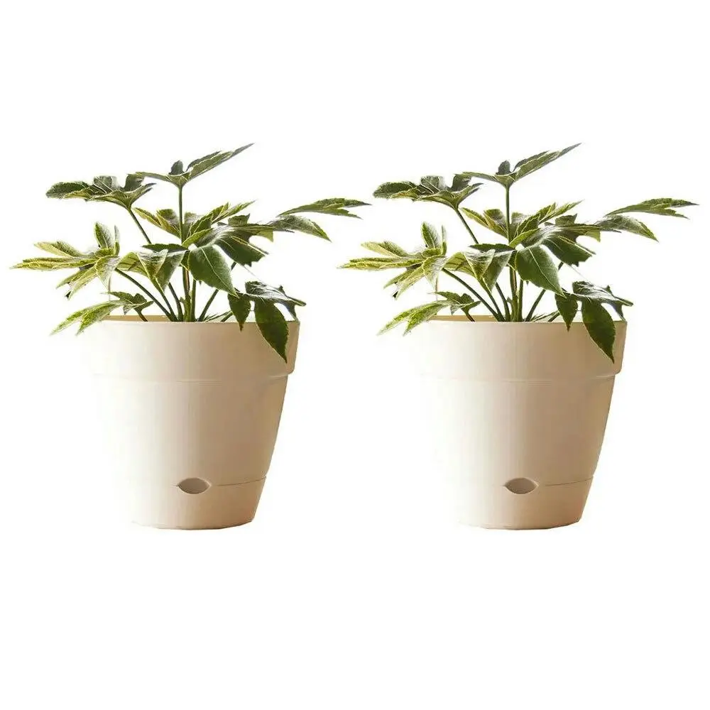 2x Northcote Pottery Leonard 25x23cm Self Watering Plant Pot Garden Decor White - Home & Garden