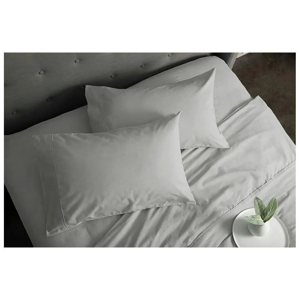 Sheraton Luxury Single Bed Fitted Sheet Set 160gsm Flannelette Cotton Platinum - Home & Garden