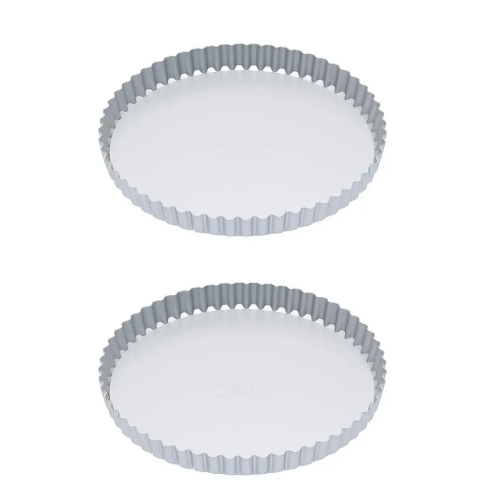 2x MasterCraft 23cm Anodised Round Flan/Quiche/Tart Tin Kitchen Baking Tray SLVR - Home & Garden