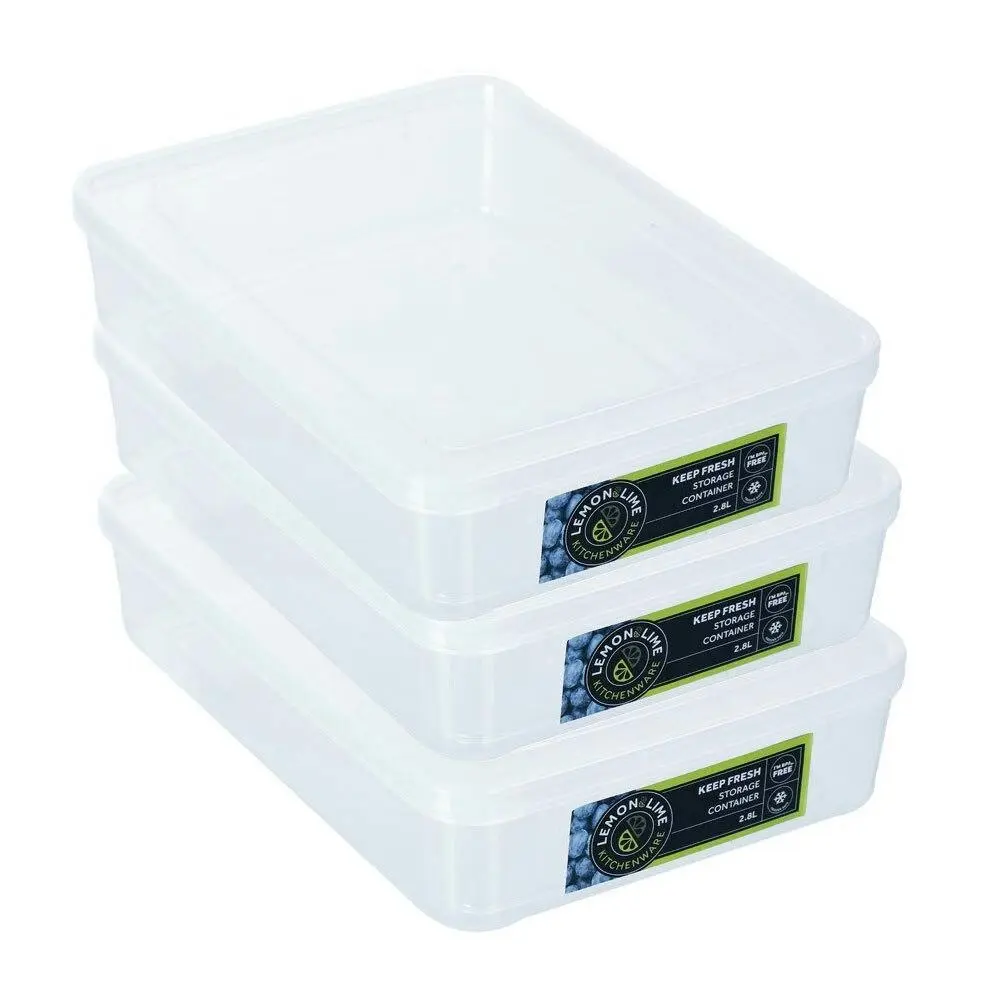 3PK Lemon & Lime Keep Fresh 2.8L Food Container 28cm Kitchen Storage Canister - Home & Garden