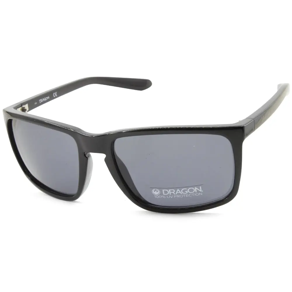 Dragon Melee XL Shiny Black/Grey Smoke Men's Designer Sunglasses - Fashion