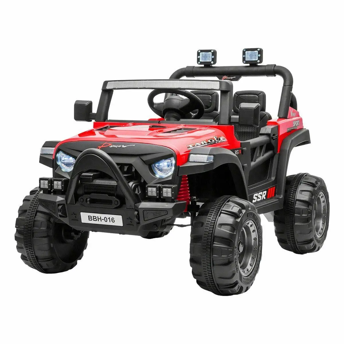 Kidbot Electric Ride On Car Vehicle Toy Off Road Remote Control Jeep Truck for Kids Children 2.4G MP3 Flashing Lights Dual Openable Door - Toys & Games